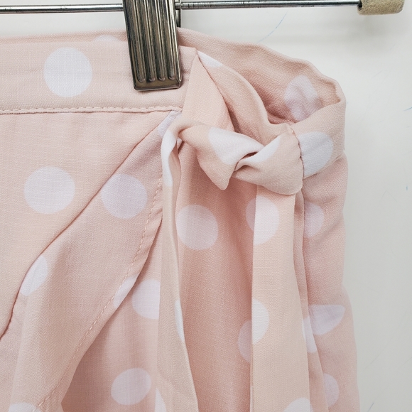 GIANNI Bini Mini Skirt Polka Dot Pink & White Wrap Sz M - EUC! - Picture 2 of 12